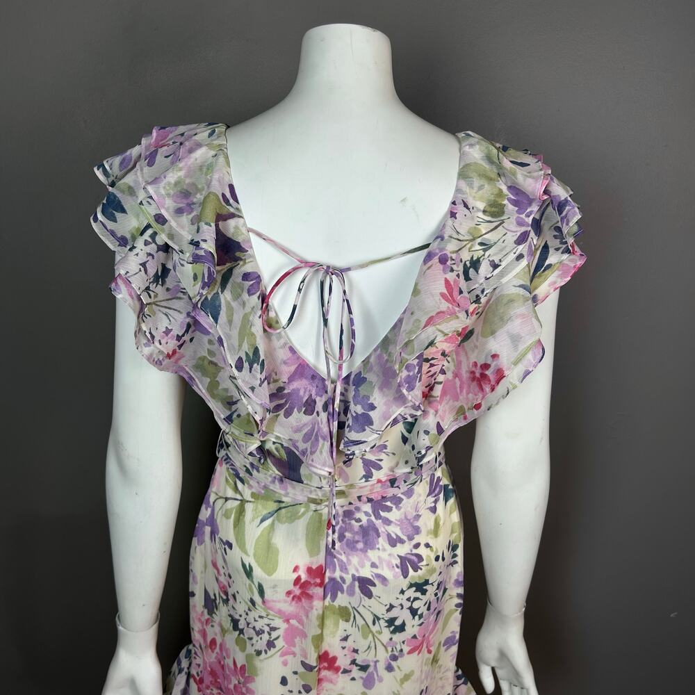 Lauren Ralph Lauren Maxi Dress Size 0 Ruffle Floral Cottagecore Feminine NWT - Picture 10 of 16